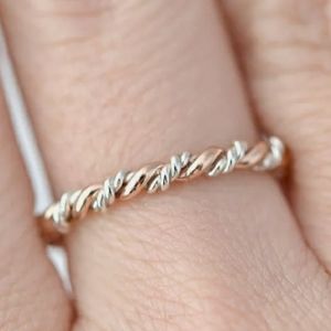 Antique Style Braided Engagement Ring Wedding Band rose gold